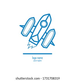 nice line rocket logo design for technology companies