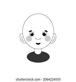 a nice little boy without hair, but with ruddy cheeks in black and white