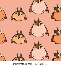 
Nice little family of owls. Owls graphics. Pattern.