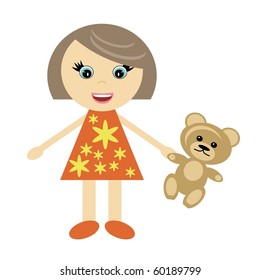 nice little girl with teddy bear