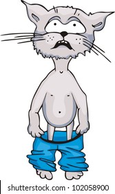 Nice little kitty with pants down. Vinyl-ready EPS Illustration.
