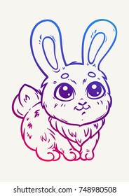 Nice little rabbit, vector illustration.