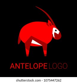 Nice logo of an animal. Cute antelope with  red body. Good choice of logotype for your company. Design of vector illustration on the black background.