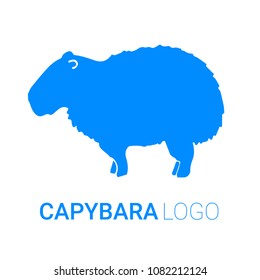 Nice logo of an animal. Cute capybara with blue body. Good choice of logotype for your company. Design of vector illustration on the white background.