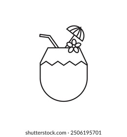 nice looking drawn logo (icon, illustration) fresh coconut.