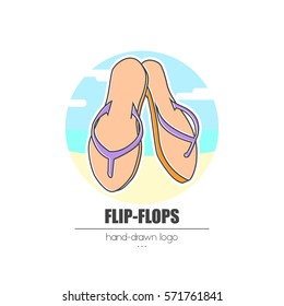 nice looking hand-drawn logo (icon, illustration)  flip-flops