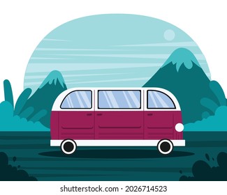 A nice looking minivan is strolling around the ridge