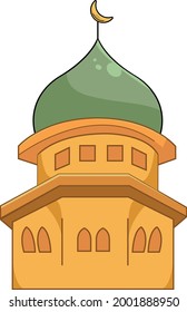 Mezquita De Bonito Aspecto Con Domo Verde (Formato EPS)
