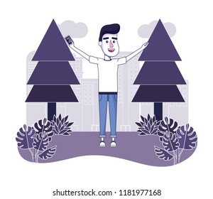 nice man with casual clothes in the landscape