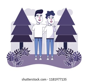 nice man friends with pine trees