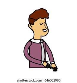 nice man with gray tie and purple sweater wear