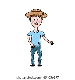 nice man with hat and casual clothes