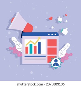 bonito afiche de marketing con artículos