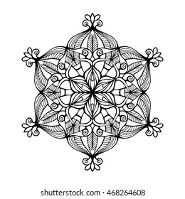 Nice monochrome Vector Mandala. Geometric circle element.
