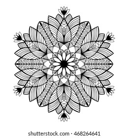 Nice monochrome Vector Mandala. Geometric circle element.
