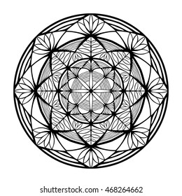 Nice monochrome Vector Mandala. Geometric circle element.
