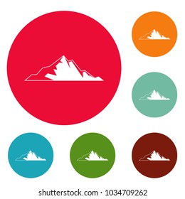 Nice mountain icons circle set vector isolated on white background