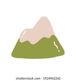 Nice mountain. Illustration of a flat green mountain. Flat vector illustration isolated on a white background
