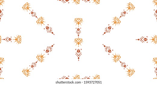 Nice nativ hand-drawn ikat background - Ethnic folk seamless pattern.