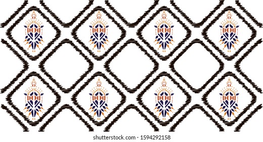 Nice nativ hand-drawn ikat background - Ethnic folk pattern. Beautiful background