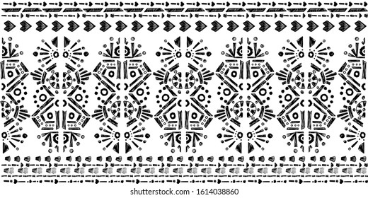 Nice nativ hand-drawn ikat background - Ethnic folk seamless pattern.