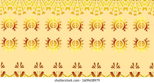 Nice native gold ornament pattern hand-drawn ikat geometric background - Ethnic folk pattern. Tribal embroidery background. Vector