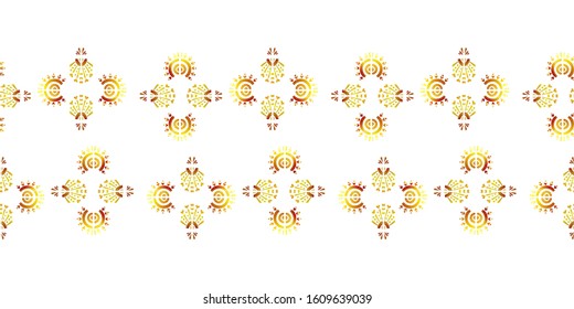 Nice native gold ornament pattern hand-drawn ikat geometric background - Ethnic folk pattern. Tribal embroidery background. Vector