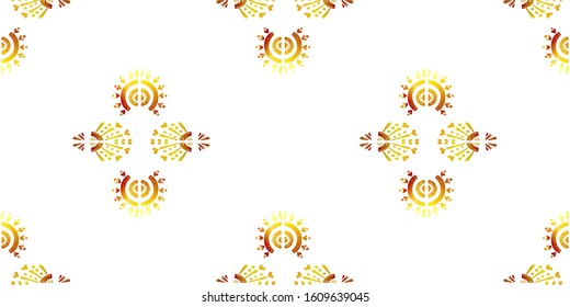 Nice native gold ornament pattern hand-drawn ikat geometric background - Ethnic folk pattern. Tribal embroidery background. Vector
