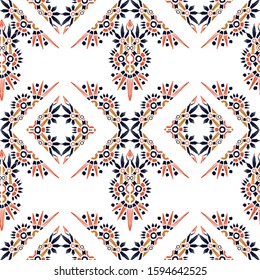 Nice native hand-drawn ikat geometric background - Ethnic folk pattern. Tribal embroidery background