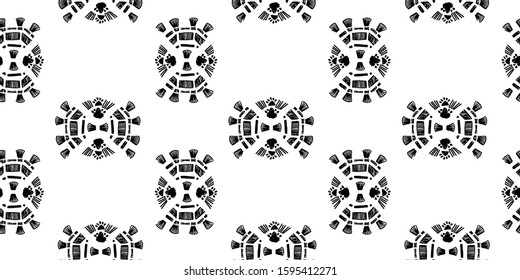 Nice native hand-drawn ikat geometric background - Ethnic folk pattern. Tribal embroidery background