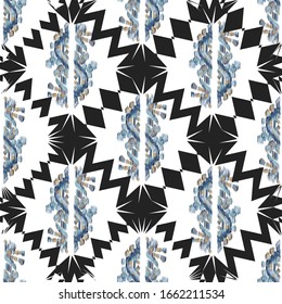 Nice native hand-drawn ikat geometric background - Ethnic folk pattern Tribal embroidery background