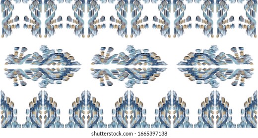 Nice native hand-drawn ikat geometric background - Ethnic folk pattern. Tribal embroidery background