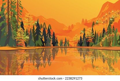 Nice nature illustration with river
