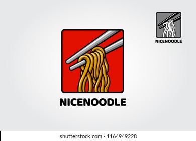 Nice noodles food concept, vector logo illustration.	