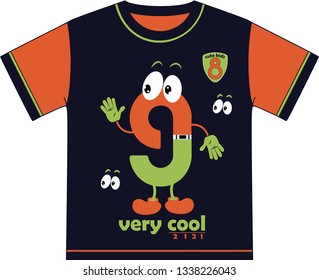 nice number nine vector design for kids t shirt