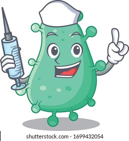 A nice nurse of agrobacterium tumefaciens mascot design concept with a syringe