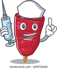 A nice nurse of doner kebab mascot design concept with a syringe