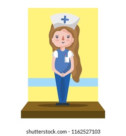 nice nurse with hairstyle and professional uniform