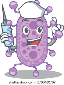A nice nurse of mycobacterium mascot design concept with a syringe