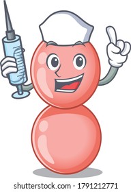 A nice nurse of neisseria gonorrhoeae mascot design concept with a syringe