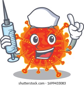 A nice nurse of riboviria mascot design concept with a syringe