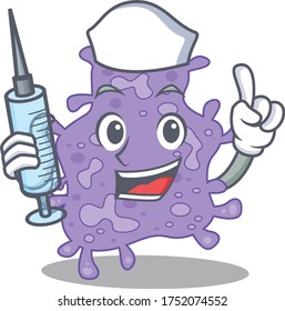 A nice nurse of staphylococcus aureus mascot design concept with a syringe