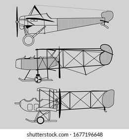 bonito y antiguo dibujo de la máquina del avión