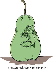 A nice old and grotesque pear character. Vector Illustration