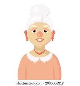Nice old lady. Old woman. Grandma character. vector illustration isolated on white background.