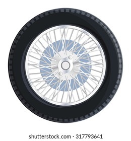 Nice old retro wheel with spokes for old car bugatti - Vector illustration - Component for web icon, commercial symbol.