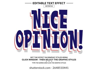 Nice opinião 3D editável texto modelo de efeito