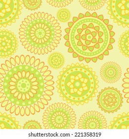 nice oriental floral seamless pattern  on light green background