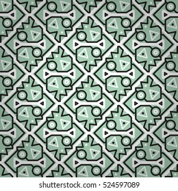 Nice ornamental seamless pattern background in labyrinth style. Simple puzzle repeatable backdrop. Contemporary design. Colored, graphical design for wallpaper, curtain, surface or other purpose.