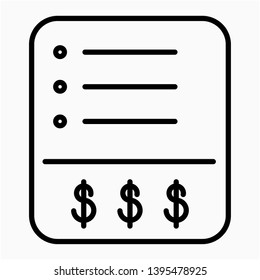 Nice Outline Bill vector icon